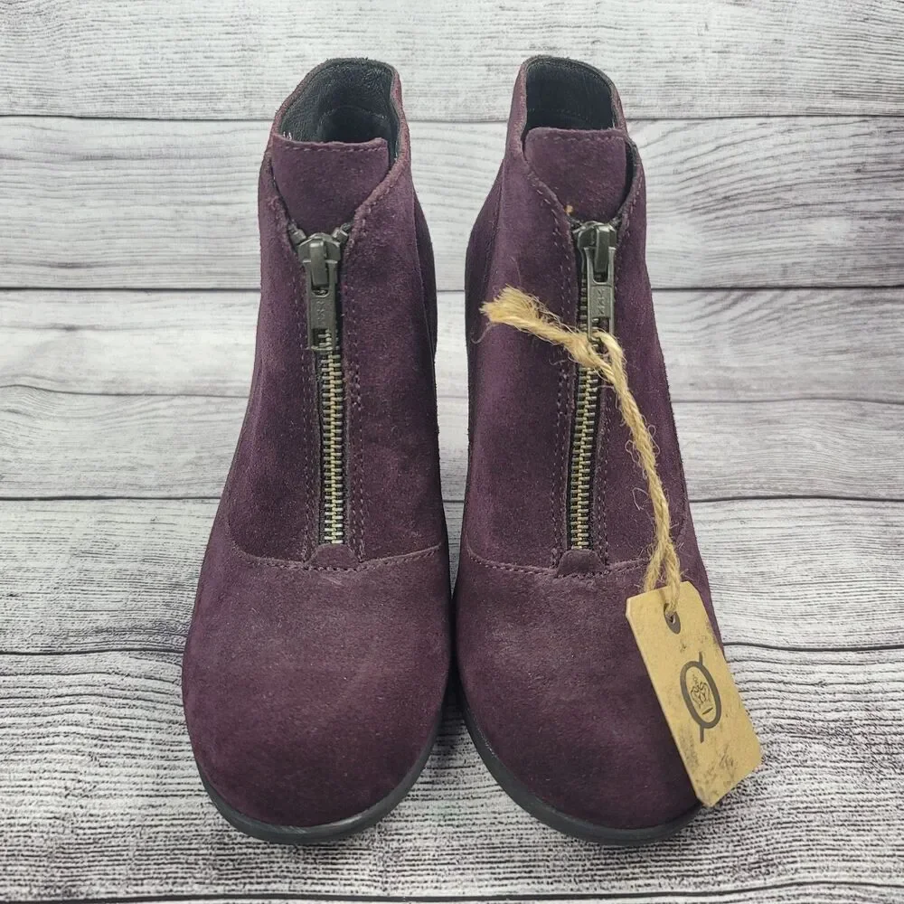 Born Kenley Ankle Boots Heeled Suede Bootie Eggplant Purple Women's Size 6.5 - Picture 2 of 6